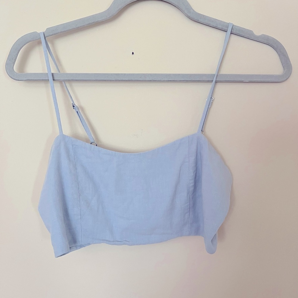 Light Baby Blue Crop Top Spaghetti Straps Adjustable
